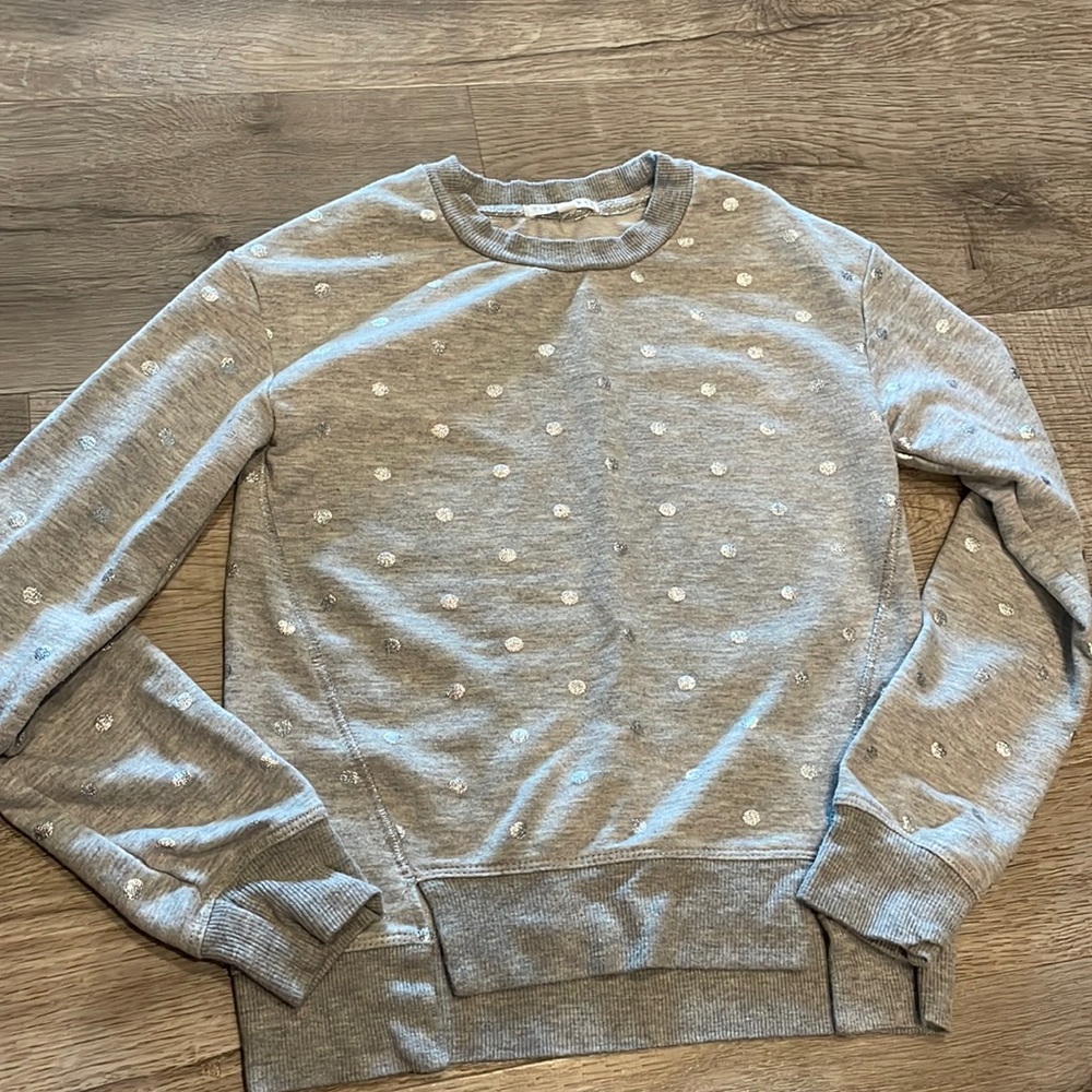 Girls size small silver polkadotted sweatshirt